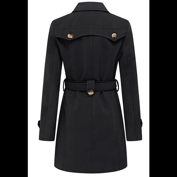 New Women's Double Breasted Trench Coat Pea Coat Winter Mid-Long with Belt - Picture 2 of 5